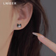 Lnieer999足銀貓咪獨(dú)特耳釘女2025新款小眾高級(jí)感耳環(huán)氣質(zhì)可愛貝母耳飾 黑色貓咪耳釘【999足銀】