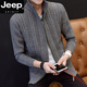 JEEP SPIRIT開(kāi)衫毛衣男士加絨加厚韓版拉鏈針織衫外套帶絨高領(lǐng)秋冬季男裝潮流 J23灰色【加絨】 加厚 M 【105斤到125斤】