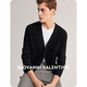 卓凡尼·華倫天奴（GIOVANNI VALENTINO）黑色含羊絨毛衣針織開(kāi)衫男裝秋冬季外套 黑色 M（170/88A） 