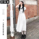 圣保美學(xué)院風(fēng)白色襯衫連衣裙女夏季2025新款氣質(zhì)顯瘦a字長裙子夏天少女 米白色 L 碼