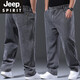 JEEP SPIRIT春秋季新款牛仔褲男士寬松直筒加肥加大碼高腰胖子休閑牛仔長(cháng)褲 9004灰色【春秋好質(zhì)量】 38 【2尺9腰圍】175-188斤