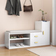 皮空間全實(shí)木換鞋凳家用門(mén)口客廳可坐穿鞋凳鞋架一體簡(jiǎn)約長(cháng)凳抽屜鞋柜 白色（包安裝） 100+28cm