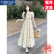 莫代爾法式赫本風(fēng)碎花連衣裙2025夏季新款顯瘦溫柔風(fēng)遮肉小個(gè)子中長裙子 杏色碎花裙 M 建議90-105斤