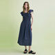 moussy 2025夏季新品法式田園飛飛袖收腰碎花連衣裙028ISA33-3941 145花紋海軍藍 M