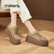 妙麗（Millies）厚底松糕鞋軟底百搭舒適板鞋時(shí)尚小個(gè)子增高休閑鞋女鞋 卡色 38 