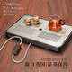 ORTOR茶盤儲(chǔ)水式家用茶杯托盤雙層瀝水果盤水杯盤不銹鋼瀝水盤茶 中號(hào)離子灰茶盤（帶排水）