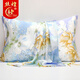 絲煌真絲枕巾100%桑蠶絲枕頭巾成人夏季印花絲綢枕巾套50x80單人 藍色傾情3443 50cm*80cm 一對裝