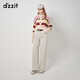 DZZIT地素彩條針織衫秋冬美拉德少女閃鉆愛(ài)心紐扣開(kāi)衫女 彩色 S