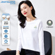 真維斯（JEANSWEST）T恤女秋季純棉柔軟親膚時(shí)尚印花百搭打底長(cháng)袖上衣女白色M