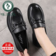啄木鳥(niǎo)品牌斷碼真皮軟底樂(lè )福鞋女士2025秋季舒適媽媽皮鞋平底工作單鞋 黑色 38