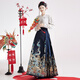 星河漢歌（龍龘龘）2024新款新中式漢服馬面裙織金仿妝花婚宴禮服半身裙 藏青色馬面裙 L M 小個(gè)字版L碼