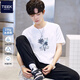 TEEK夏季短袖t恤男生時(shí)尚印花上衣服 2025重磅水柔棉半袖學(xué)生休閑男裝 HAT88白色 L