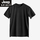 JEEP SPIRIT磨毛雙面絨純色短袖t恤男秋冬季加絨加厚半袖厚實(shí)保暖上衣打底衫 磨毛短袖-黑色 加厚 3XL