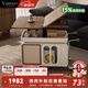 凡創(chuàng  )佳品可移動(dòng)升降折疊茶幾中古奶油風(fēng)客廳家用小戶(hù)型實(shí)木推車(chē)沙發(fā)邊幾 移動(dòng)茶幾升降折疊(奶油色+胡桃色