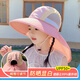 蘇木佰（SOMUBAY）兒童防曬帽護(hù)頸遮陽漁夫帽男童女童大帽檐遮臉太陽帽輕薄透氣海邊 粉色 建議3-12歲（48-52cm)