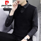 皮爾卡丹（pierre cardin）馬甲襯衫領(lǐng)毛衣拼接假兩件男士青年秋季秋冬季2025新款針織衫秋裝 黑色2011假兩件 3XL 155-170斤