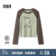 森馬（Semir）史努比系列長袖T恤女短款吸濕發(fā)熱磨毛2024冬插肩袖109724101004