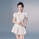GARNUO白色襯衫連衣裙子女夏季茶歇法式氣質(zhì)小個(gè)子學(xué)院風(fēng)收腰小白裙短裙 白色【裙子+短褲】 S 【80-100斤】