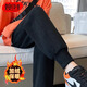 燠陽(yáng)新款休閑衛褲男女同款寬松運動(dòng)褲潮流女裝情侶裝束腳直筒褲子 【加絨款】(長(cháng))褲-華棉黑色 XL 【125-140斤】