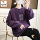 啄木鳥(niǎo)棉衛衣女秋冬新款加絨加厚長(cháng)袖設計感小眾時(shí)尚洋氣寬松上衣潮 紫色加絨 3XL【建議150-180斤】