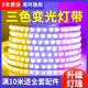 拉伯塔LED燈帶條220V客廳吊頂室內(nèi)自粘三色變光燈條戶外擺攤防水氛圍燈 72珠【暖光+藍(lán)光+紫光】 10米裝三色變光+【遙控器套裝】