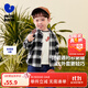 迷你巴拉巴拉男童格子襯衫秋親膚柔軟潮酷兒童長(cháng)袖寬松寶寶上衣25年新款 白黑色調00419 100