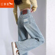 紅蜻蜓牛仔褲女2025年春夏季新款女裝直筒拖地休閑垂感女士長(zhǎng)闊腿褲子女 淺藍(lán)色長(zhǎng)褲 M