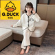 G.DUCKKIDS女童睡衣春秋冬季款2024新款三層夾棉長袖兒童女孩大童套裝家居服 杏色 150 cm