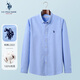 U.S. POLO ASSN.US保羅襯衫男夏季休閑襯衫商務百搭襯衣男士上衣外套 藍色純棉001 XL-175/96A-125/155斤