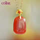 COISE925銀項(xiàng)鏈女南紅瑪瑙無事牌玉吊墜高級感銀飾38生日禮物送媽媽 鴻福無事牌銀項(xiàng)鏈(鏈長約45cm)