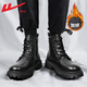 回力馬丁靴男靴高幫冬季情侶皮靴休閑潮流復古工裝靴子男 黑色（加絨款） 41