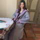 族瑪士睡衣女秋冬季新款夾棉襖加絨加厚保暖格子長(cháng)款睡袍家居服套裝冬天 XL 【建議140-170斤/160-175CM】