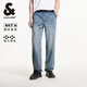 杰克·瓊斯（JACK&JONES）男裝夏季新款潮流百搭彈力水洗貓須寬松自在牛仔褲長(zhǎng)褲225232043 E40淺牛仔藍(lán) 34 180 W34/L32