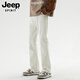 JEEP SPIRIT牛仔褲男士春夏新款美式潮牌黑色彎刀褲子男高街修身微喇直筒長(zhǎng)褲 D021米白色 M