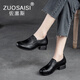 ZUOSAISI品牌皮鞋女復古真皮樂(lè )福鞋女2025春季新品女鞋頭層牛皮軟底單鞋女 黑色 36