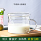 哲韻耐熱玻璃杯牛奶麥片早餐杯微波爐加熱墊高硼硅玻璃水杯茶杯果汁杯 平底杯光杯+玻璃蓋+木柄勺 500ml