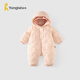 童泰（TONGTAI）嬰兒羽絨服連體衣秋冬男女寶寶連帽哈衣三防鴨絨爬服桃粉色90cm