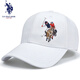 U.S.POLO ASSN.保羅帽子男士女純棉硬頂棒球帽春夏秋高頂戶外防曬太陽帽休閑刺繡 白色(54-60cm) 均碼大小可調(diào)節(jié)