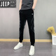 JEEP春秋潮流韓版百搭金絲絨青年男士修身小腳褲痞帥感黑色休閑褲 黑色 31 碼130-140斤