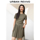 UR夏季新款女裝都市氣質(zhì)垂感修身短袖連衣裙UWU740046 深棕綠 M