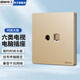 國際電工六類(lèi)千兆網(wǎng)絡(luò )插座面板雙位電話(huà)電視超五類(lèi)電腦水晶頭網(wǎng)口插座網(wǎng)線(xiàn) 電視-電腦【六類(lèi)】金色