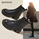 達(dá)芙妮（DAPHNE）英倫風(fēng)馬丁靴女2025新款秋冬靴子軟皮厚底女靴短靴女鞋百搭靴子女 黑色 跟高4.5CM 37 (235mm) 標(biāo)準(zhǔn)碼