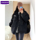 鏡莎2023新款羽棉襖絨服女冬季外套小個子小眾加厚短款棉衣 黑色 均碼【可備注碼數(shù)】