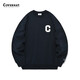 COVERNAT潮牌圓領(lǐng)衛(wèi)衣男女 韓版情侶C字母休閑寬松衛(wèi)衣上衣CR01 海軍藍(lán)色 L (175)