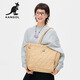 KANGOL新款大容量托特包菱形格春季新款單肩手拎綿綿購物袋包抽繩包包女 卡其 大包