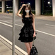 FOX.G吊帶連衣裙女士裙子夏天2025夏季新款氣質(zhì)女神范少女感小個(gè)子女裝 法式黑色吊帶蓬蓬裙 M 【建議100斤以?xún)?nèi)】