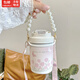 瑜品佳保溫杯女士高顏值水杯316不銹鋼便攜咖啡杯郁金香吸管杯子送女友 400ml 吸管+杯套+珍珠提手+背帶