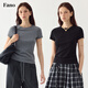 fano studios范洛Fano 極簡(jiǎn)風(fēng)天絲涼感基礎百搭正肩修身短袖t恤女上衣2025新款 深花灰 現貨 M