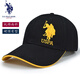 U.S.POLO ASSN.保羅帽子男士純棉硬頂棒球帽polo女春夏秋遮陽防曬太陽帽潮流休閑 黑色金標(biāo)（硬頂款） 禮盒裝可調(diào)節(jié)(54-60)cm