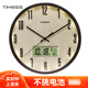 Timess 掛鐘鐘表客廳家用萬年歷時鐘智能夜光時尚2024掛墻石英鐘36cm